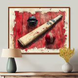 Red And Black Sport Cricket Equipment - Cricket Sport Canvas Wall Art