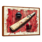 Red And Black Sport Cricket Equipment - Cricket Sport Canvas Wall Art