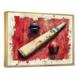Red And Black Sport Cricket Equipment - Cricket Sport Canvas Wall Art