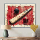 Red And Black Sport Cricket Equipment - Cricket Sport Canvas Wall Art