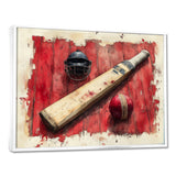 Red And Black Sport Cricket Equipment - Cricket Sport Canvas Wall Art
