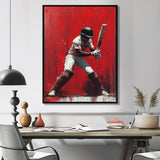 Red And Black Sport Cricket Fast Bowling I - Cricket Sport Canvas Wall Art
