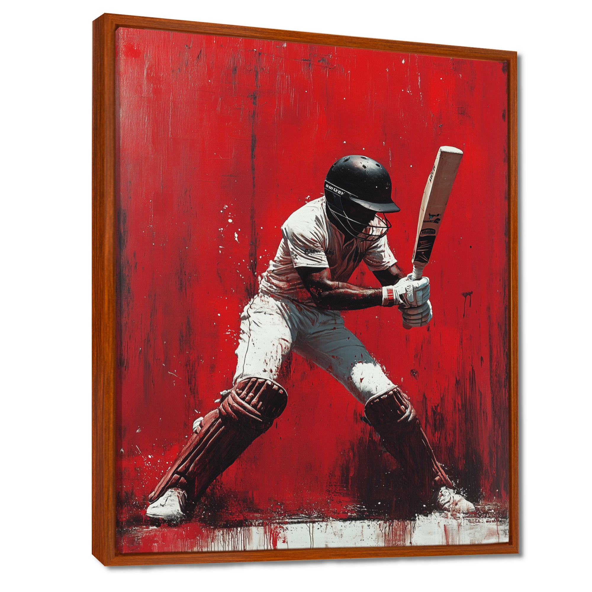 Red And Black Sport Cricket Fast Bowling I - Cricket Sport Canvas Wall Art