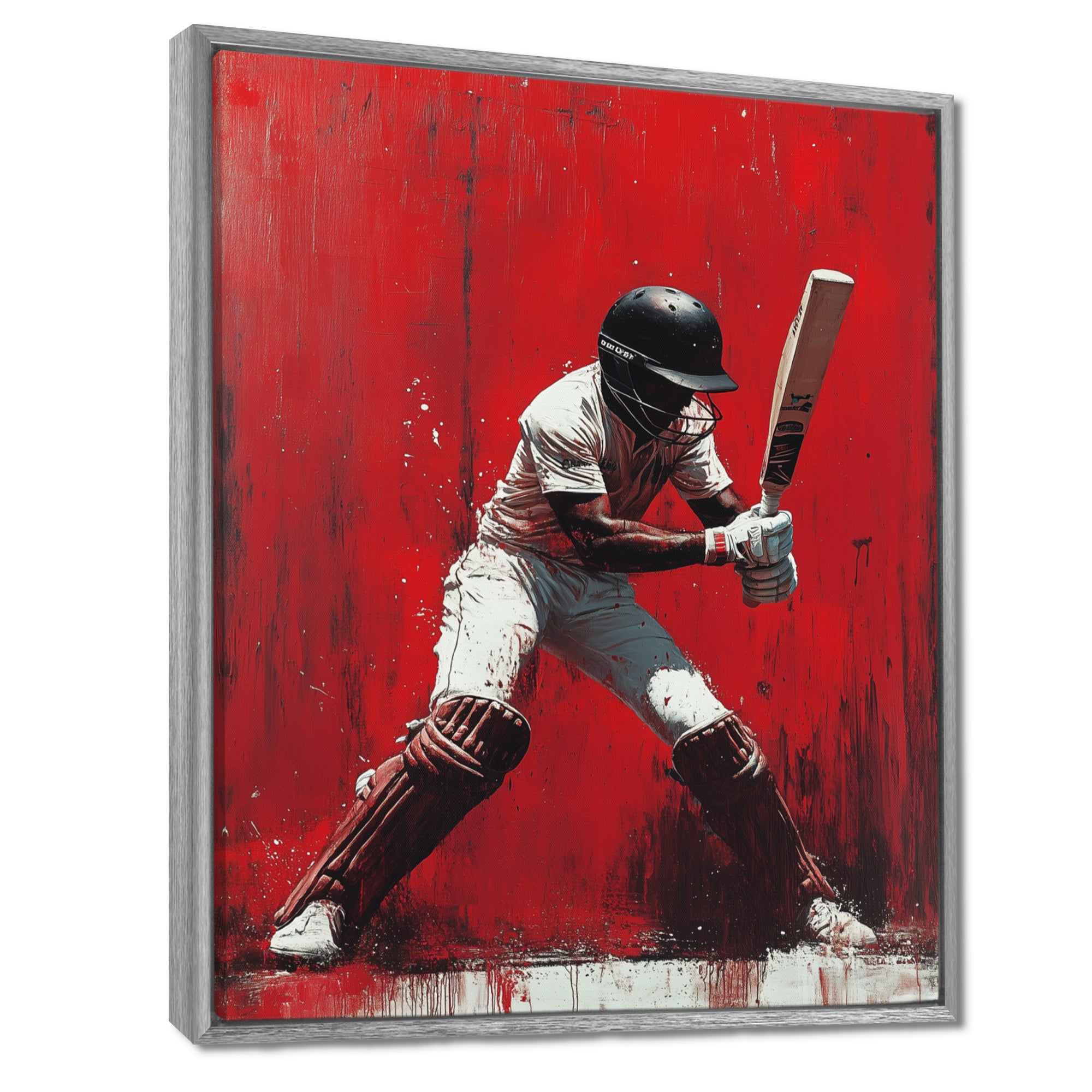 Red And Black Sport Cricket Fast Bowling I - Cricket Sport Canvas Wall Art