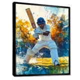 White And Blue Sport Cricket Fielding Frenzy - Cricket Sport Canvas Wall Art