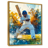 White And Blue Sport Cricket Fielding Frenzy - Cricket Sport Canvas Wall Art