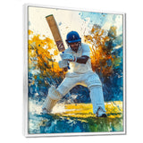 White And Blue Sport Cricket Fielding Frenzy - Cricket Sport Canvas Wall Art