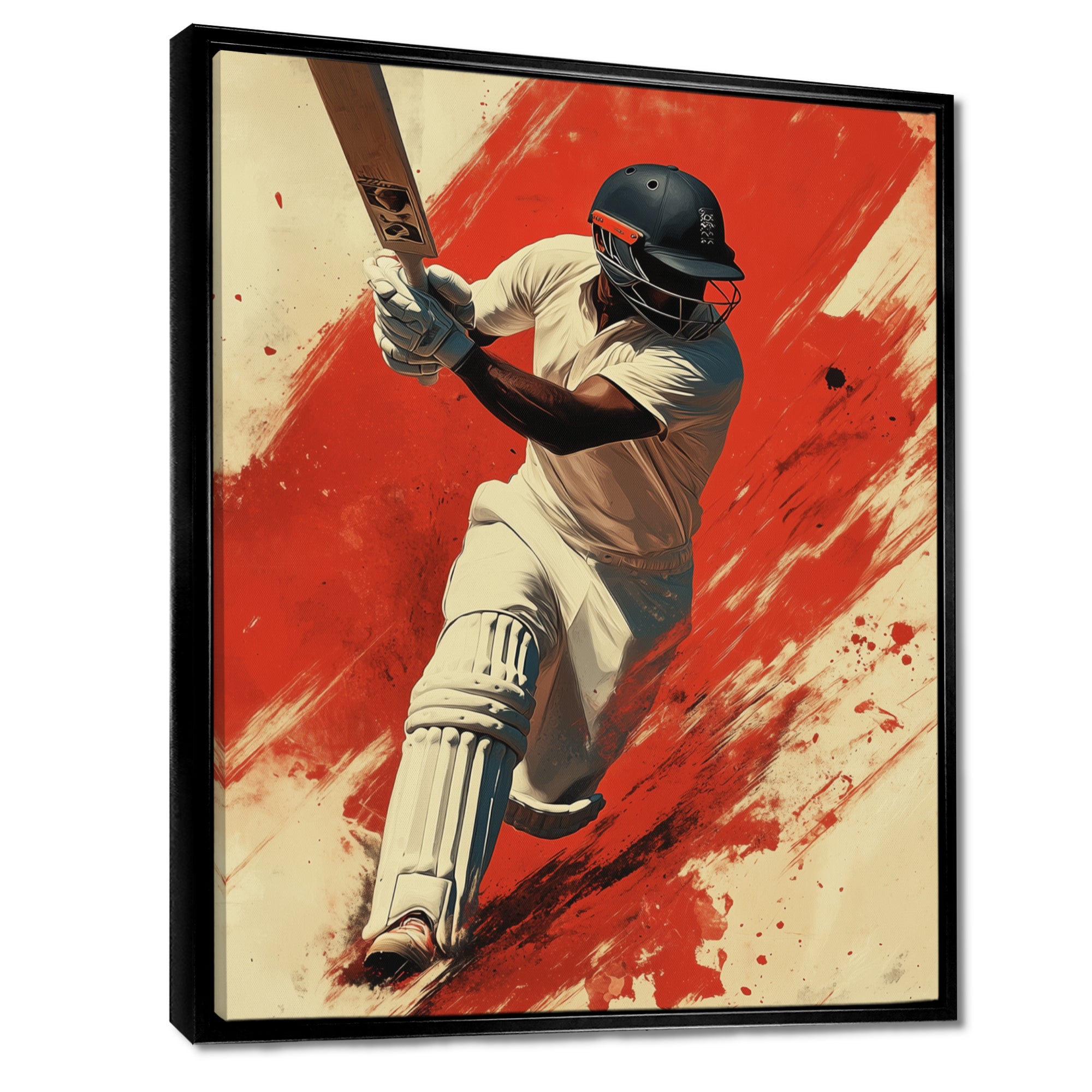 White And Red Sport Cricket Indian Cricket Sport - Cricket Sport Canvas Wall Art