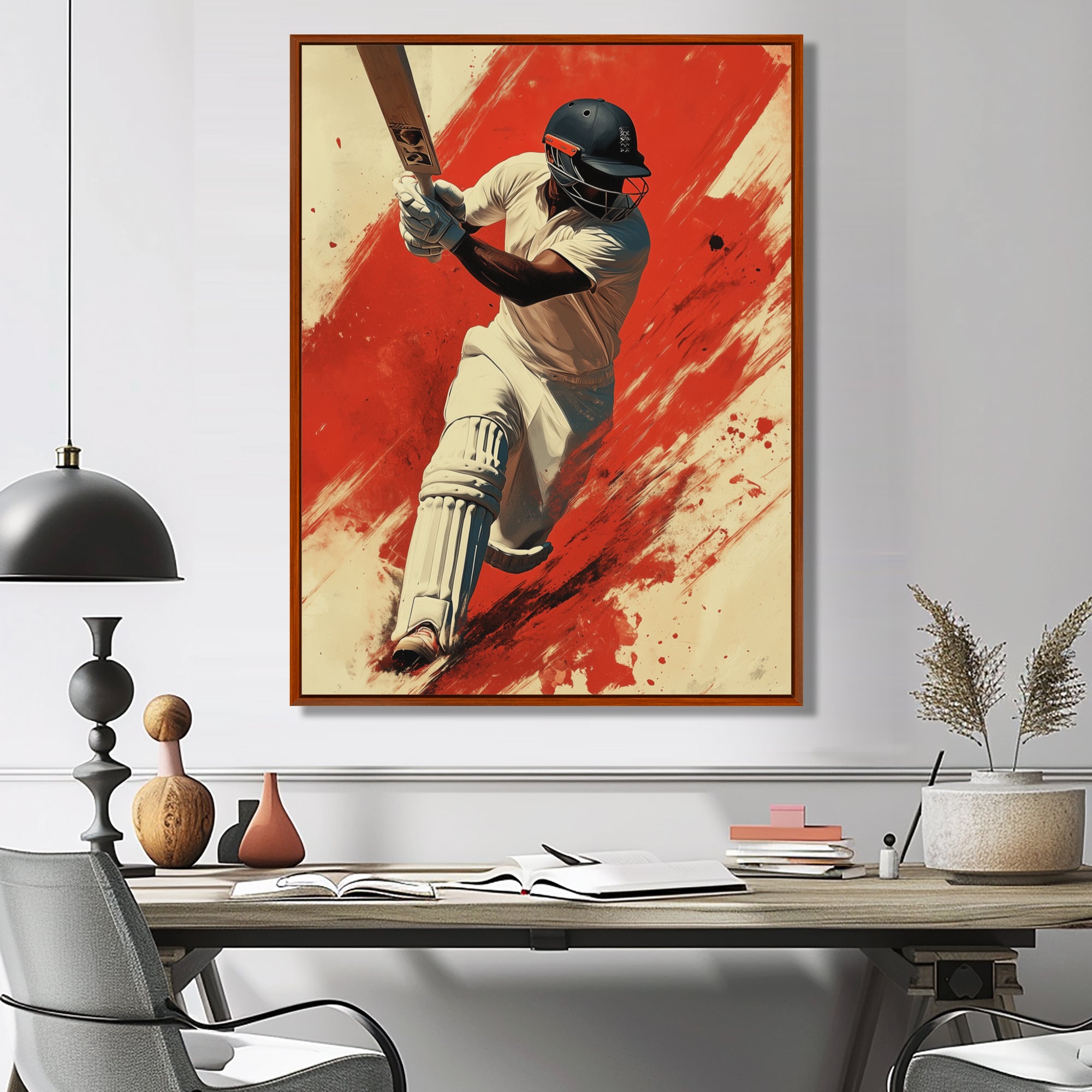 White And Red Sport Cricket Indian Cricket Sport - Cricket Sport Canvas Wall Art