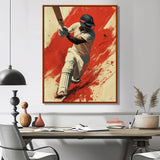 White And Red Sport Cricket Indian Cricket Sport - Cricket Sport Canvas Wall Art