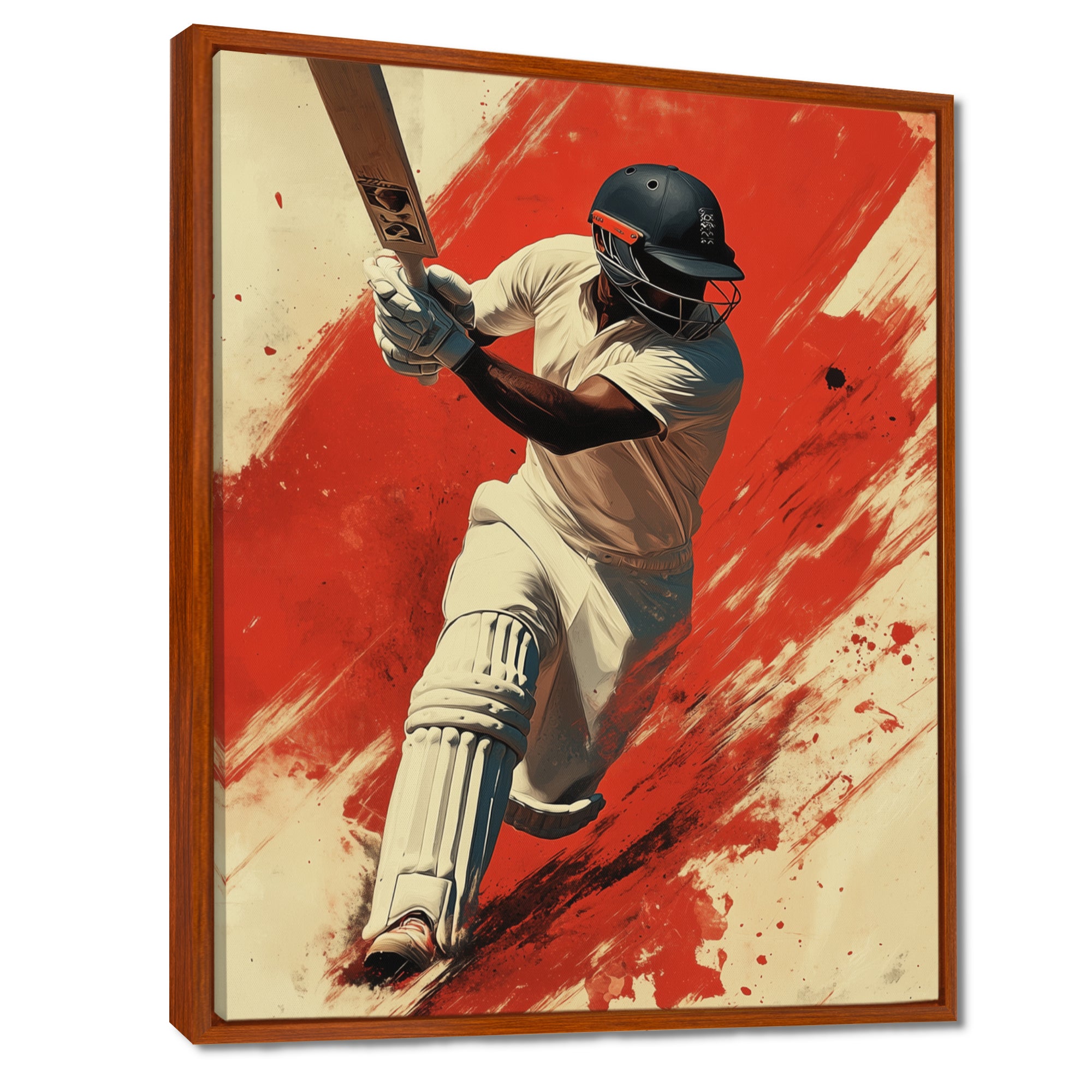 White And Red Sport Cricket Indian Cricket Sport - Cricket Sport Canvas Wall Art