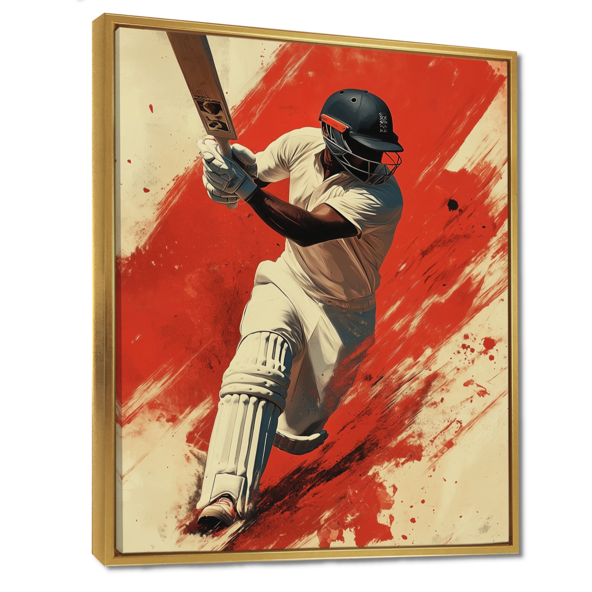 White And Red Sport Cricket Indian Cricket Sport - Cricket Sport Canvas Wall Art