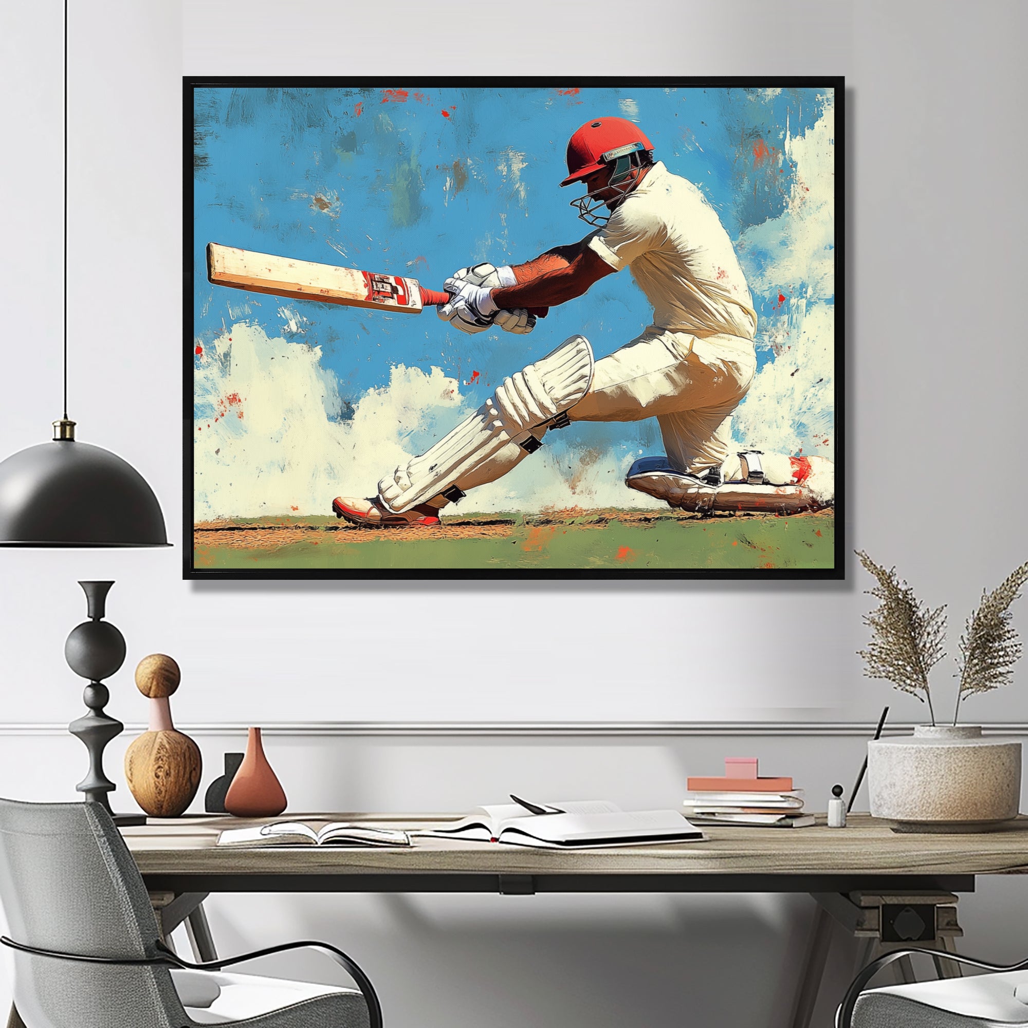 White And Blue Sport Cricket Indian Cricket Sport - Cricket Sport Canvas Wall Art