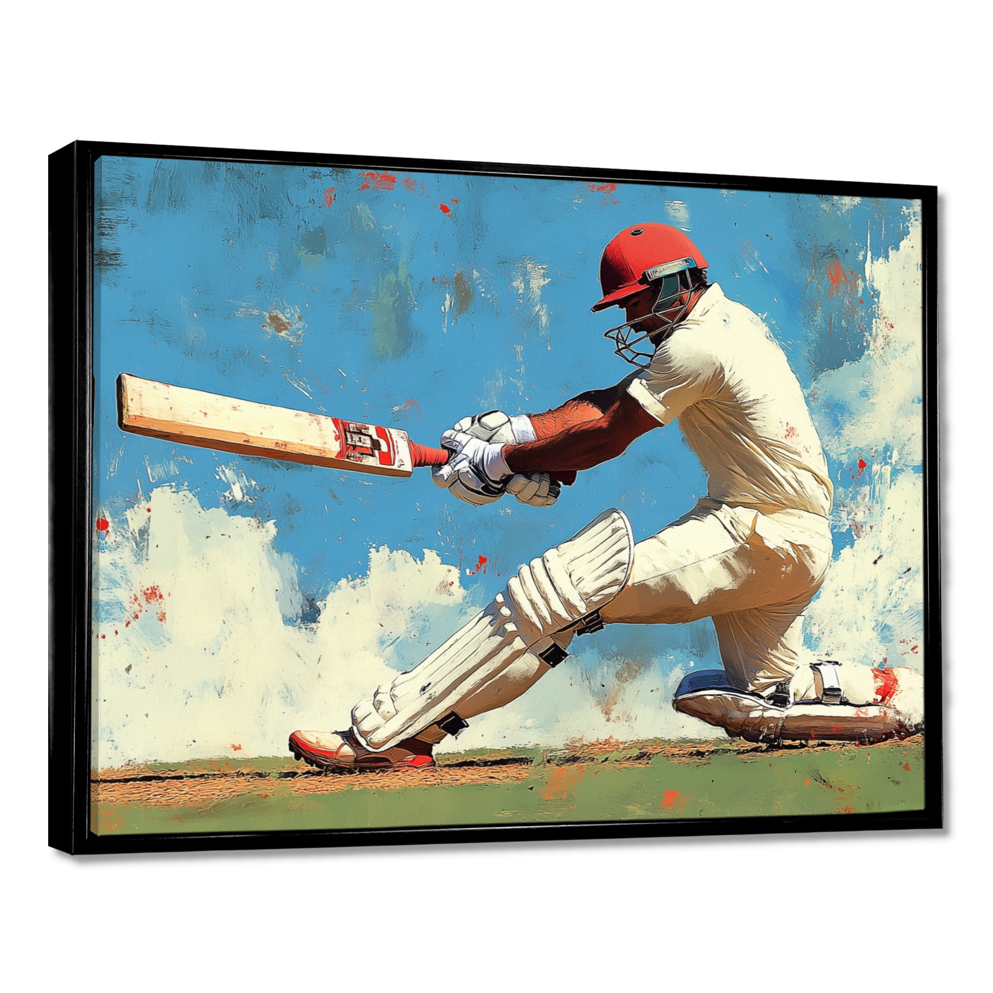 White And Blue Sport Cricket Indian Cricket Sport - Cricket Sport Canvas Wall Art