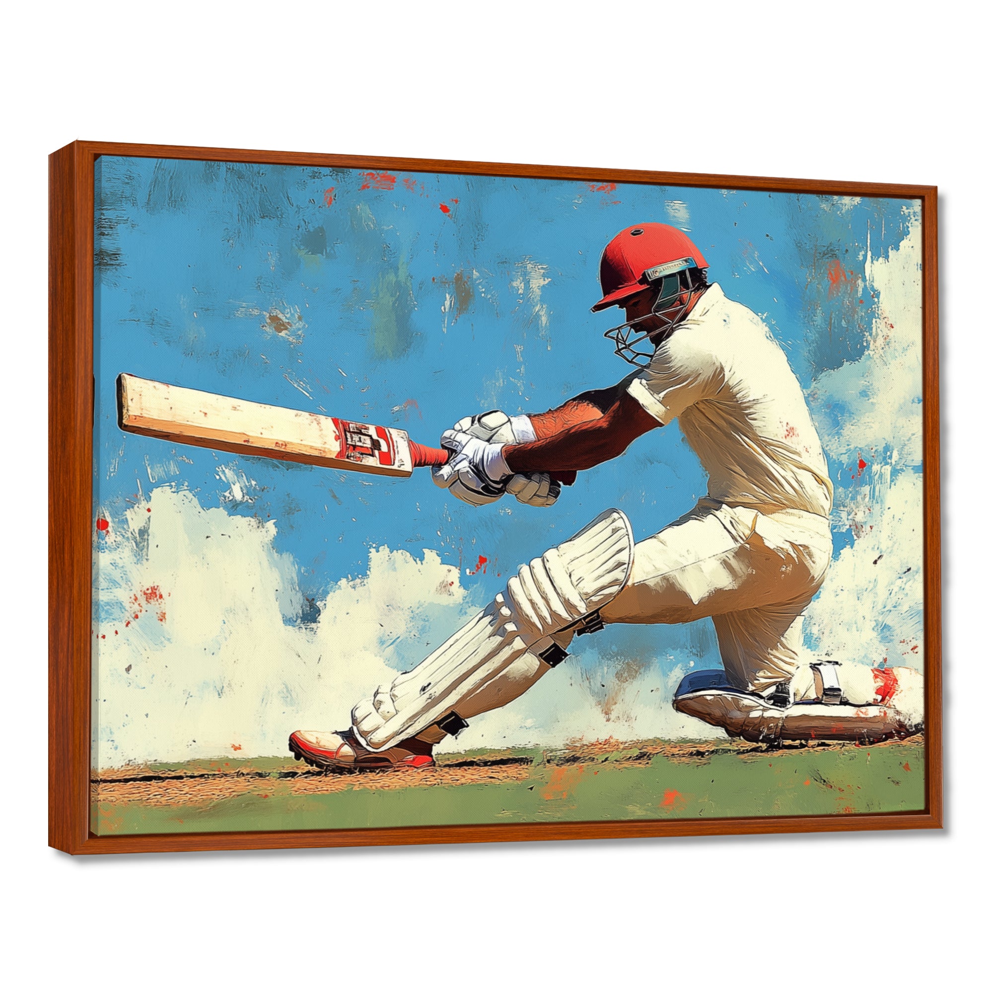 White And Blue Sport Cricket Indian Cricket Sport - Cricket Sport Canvas Wall Art