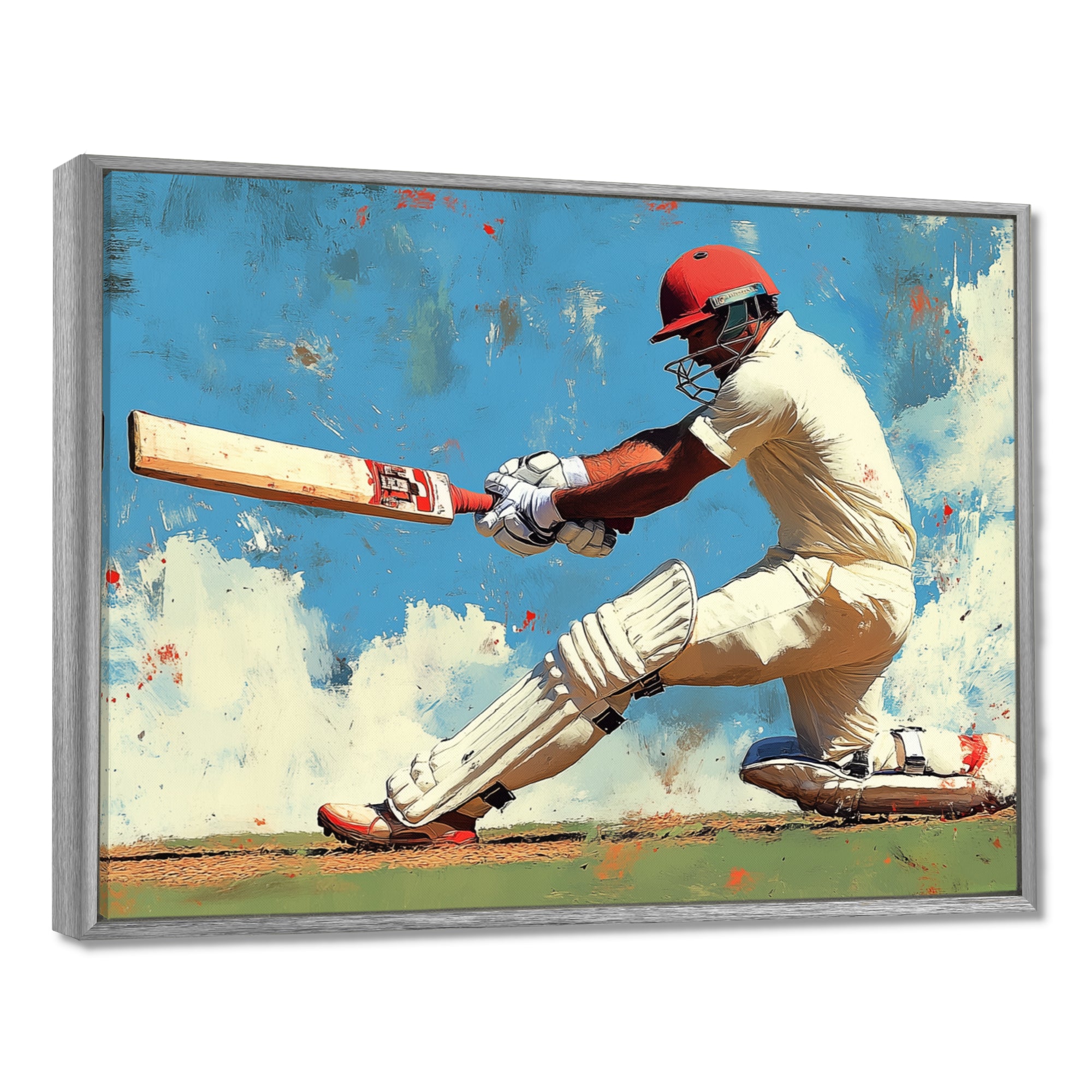 White And Blue Sport Cricket Indian Cricket Sport - Cricket Sport Canvas Wall Art