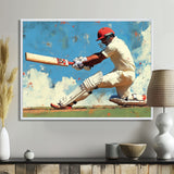 White And Blue Sport Cricket Indian Cricket Sport - Cricket Sport Canvas Wall Art