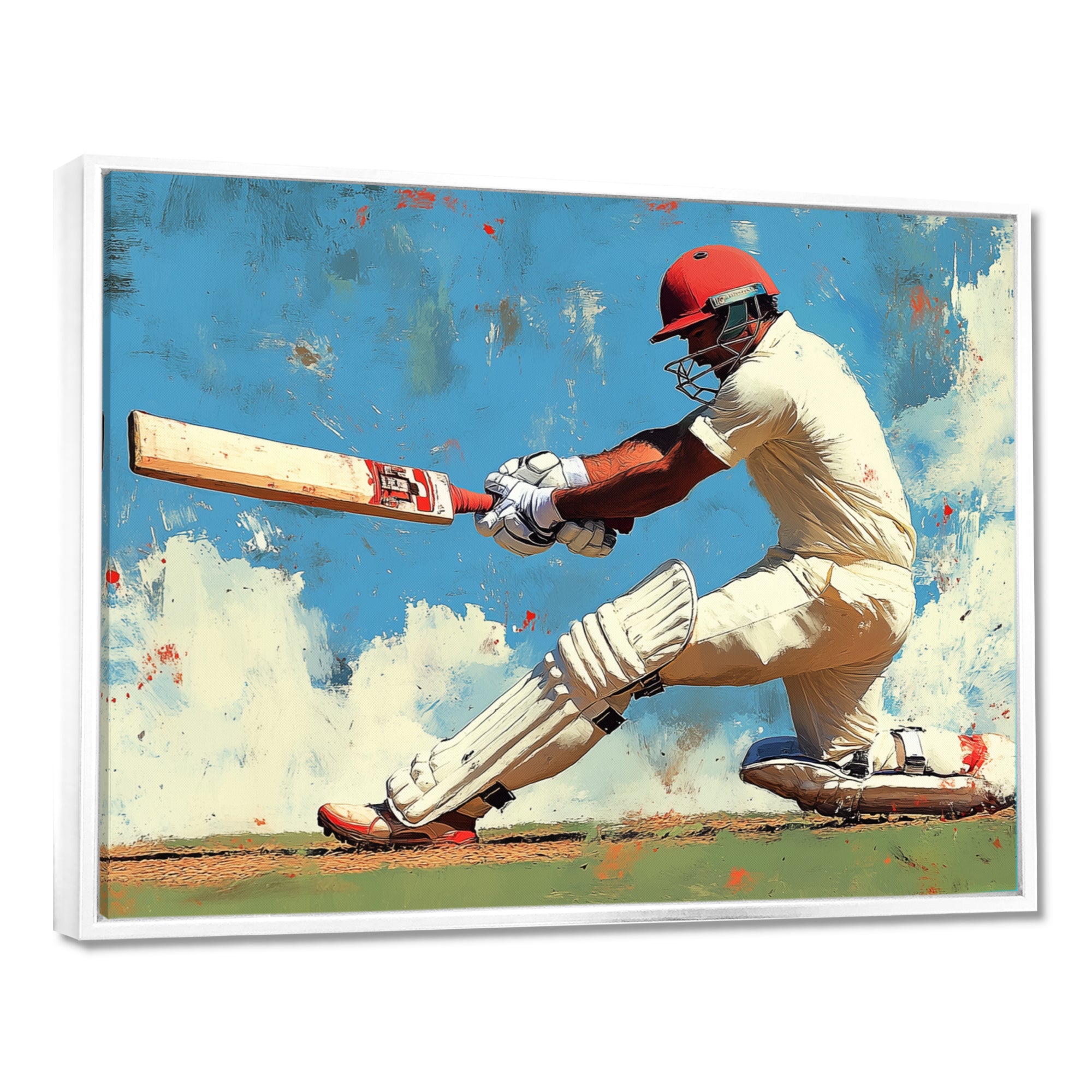 White And Blue Sport Cricket Indian Cricket Sport - Cricket Sport Canvas Wall Art