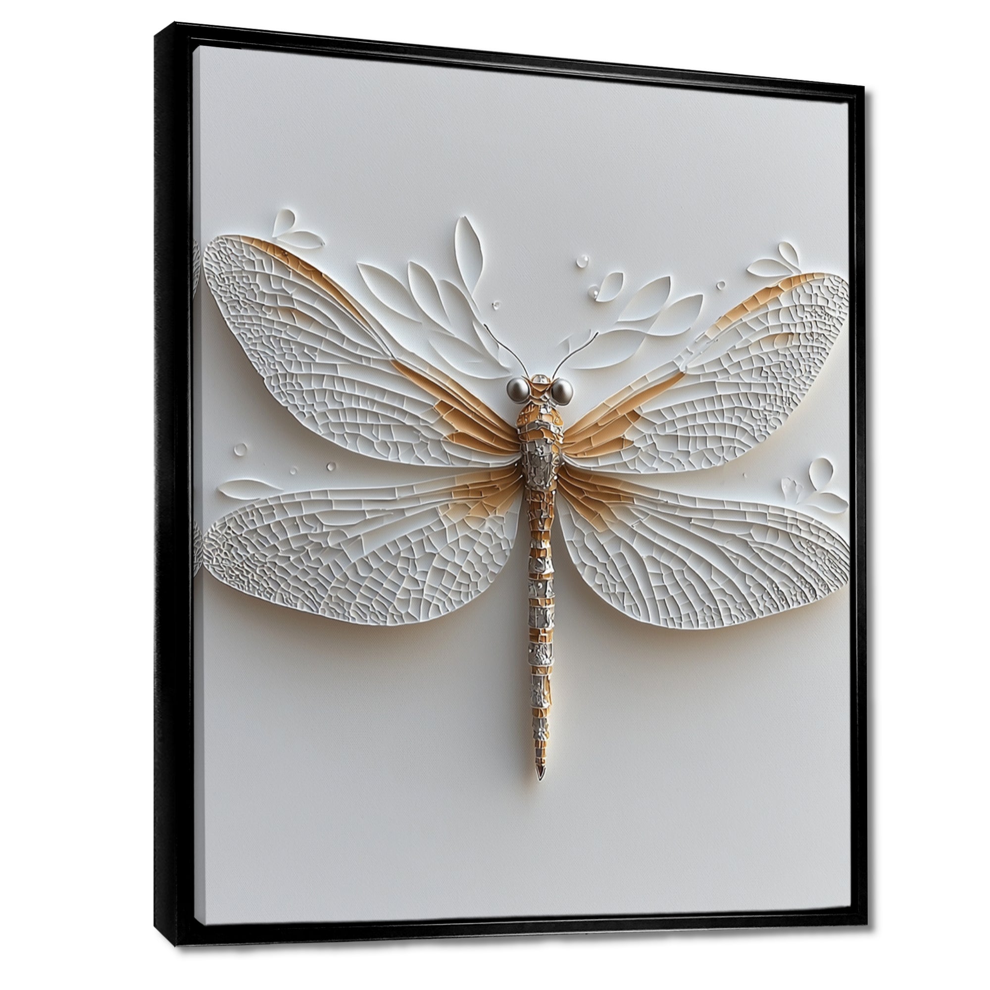 White And Gold Dragonfly Moonlit Magic - Dragonfly Bedroom Wall Art