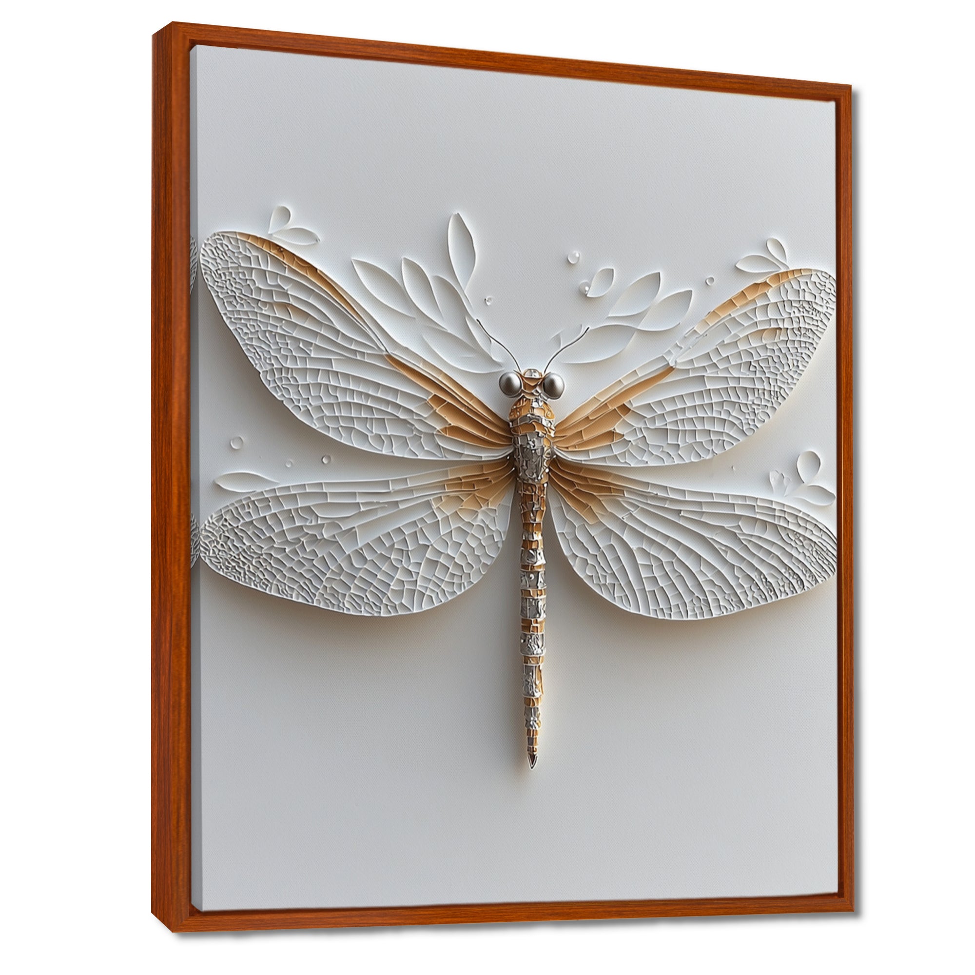 White And Gold Dragonfly Moonlit Magic - Dragonfly Bedroom Wall Art