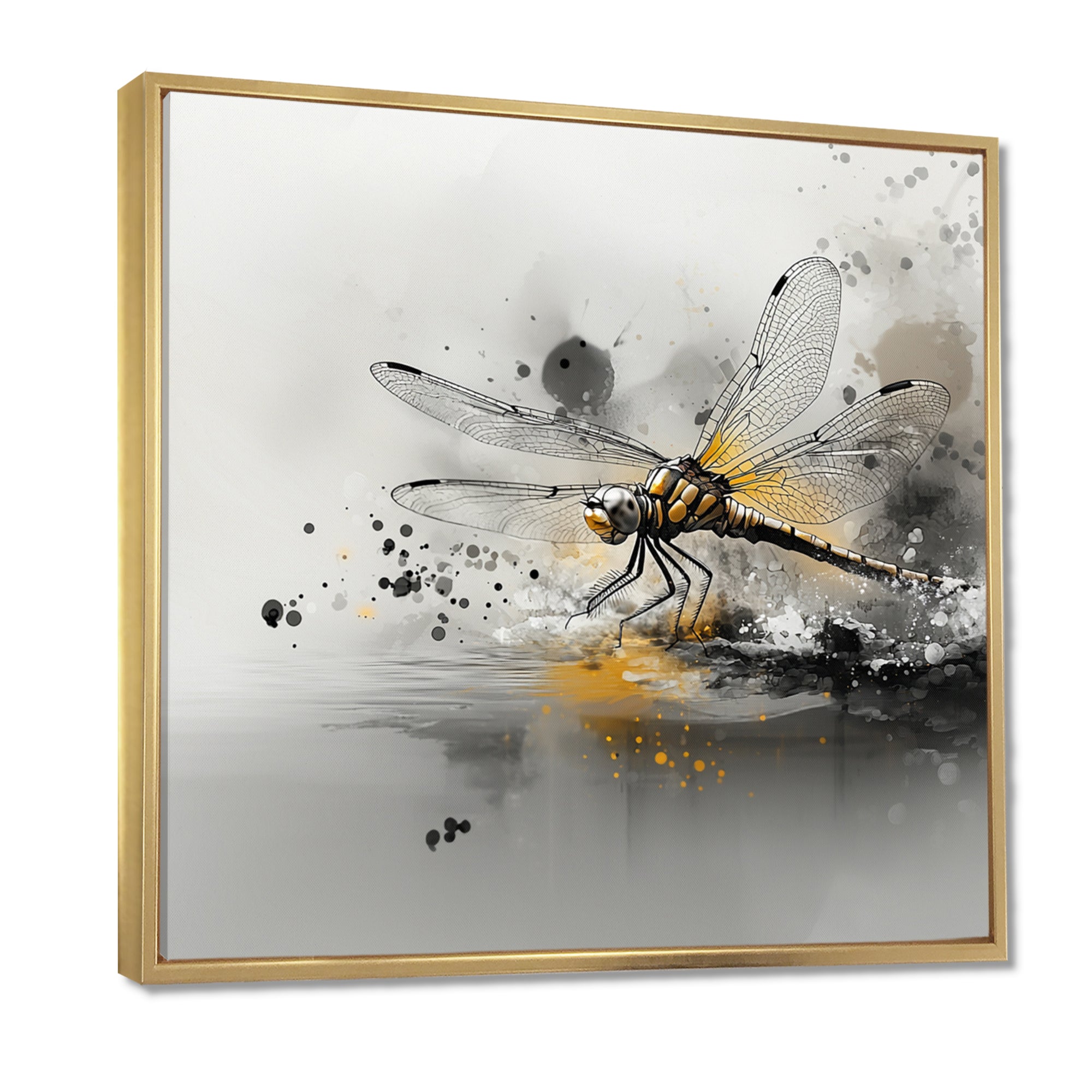 Grey And Yellow Dragonfly River Runner - Dragonfly Wall Decor