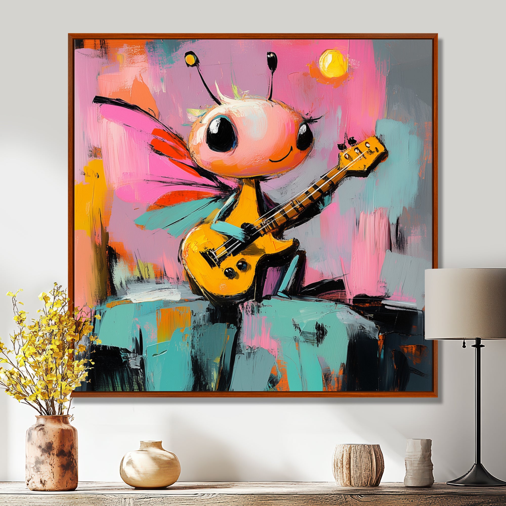 Nursery Dragonfly Playing Guitar - Dragonfly Wall Art Prints