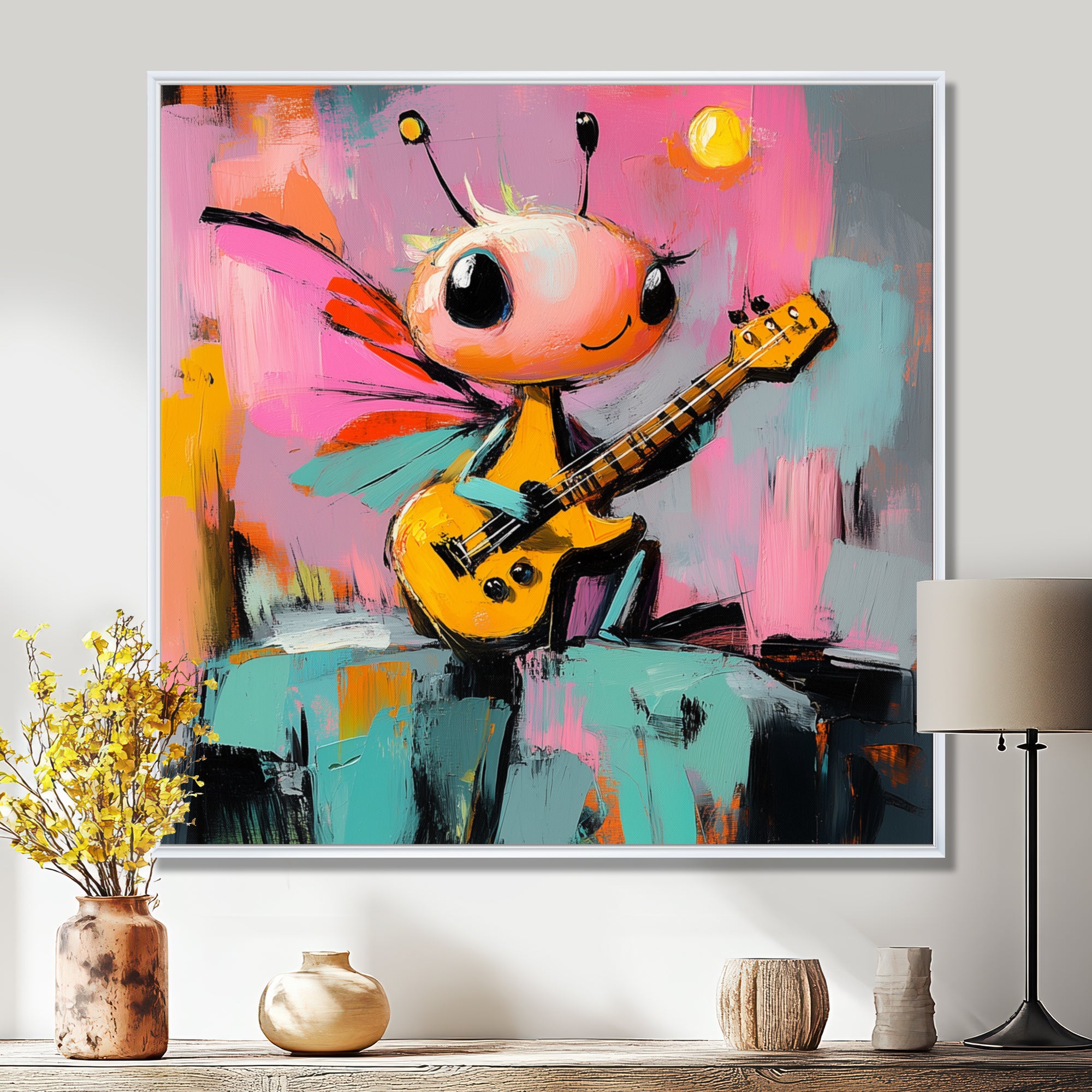 Nursery Dragonfly Playing Guitar - Dragonfly Wall Art Prints