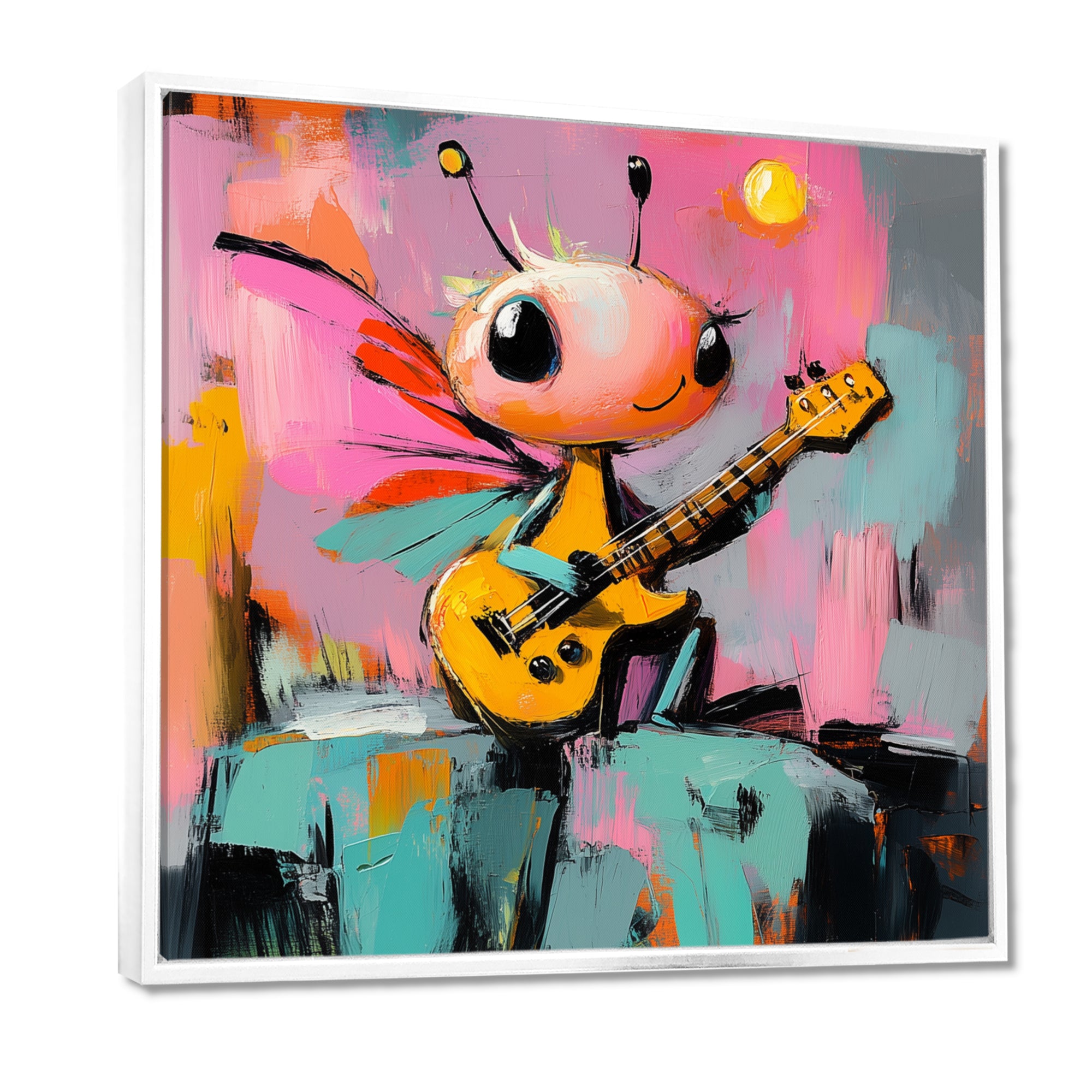 Nursery Dragonfly Playing Guitar - Dragonfly Wall Art Prints