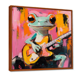 Nursery Green Frog Rock Star Accented With Pink - Frog Bedroom Wall Art
