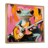 Nursery Green Frog Rock Star Accented With Pink - Frog Bedroom Wall Art