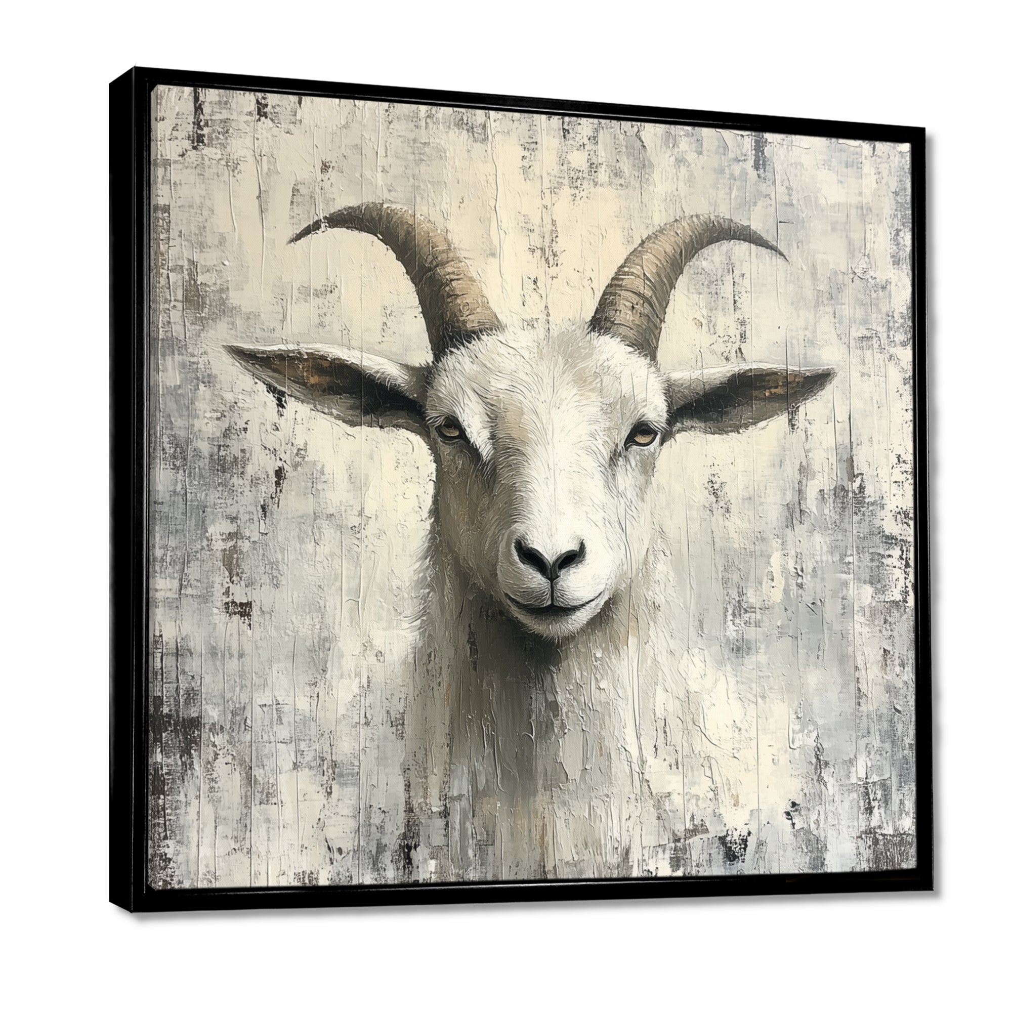 Grey And Minimalism Coastal Goats - Goat Canvas Wall Art