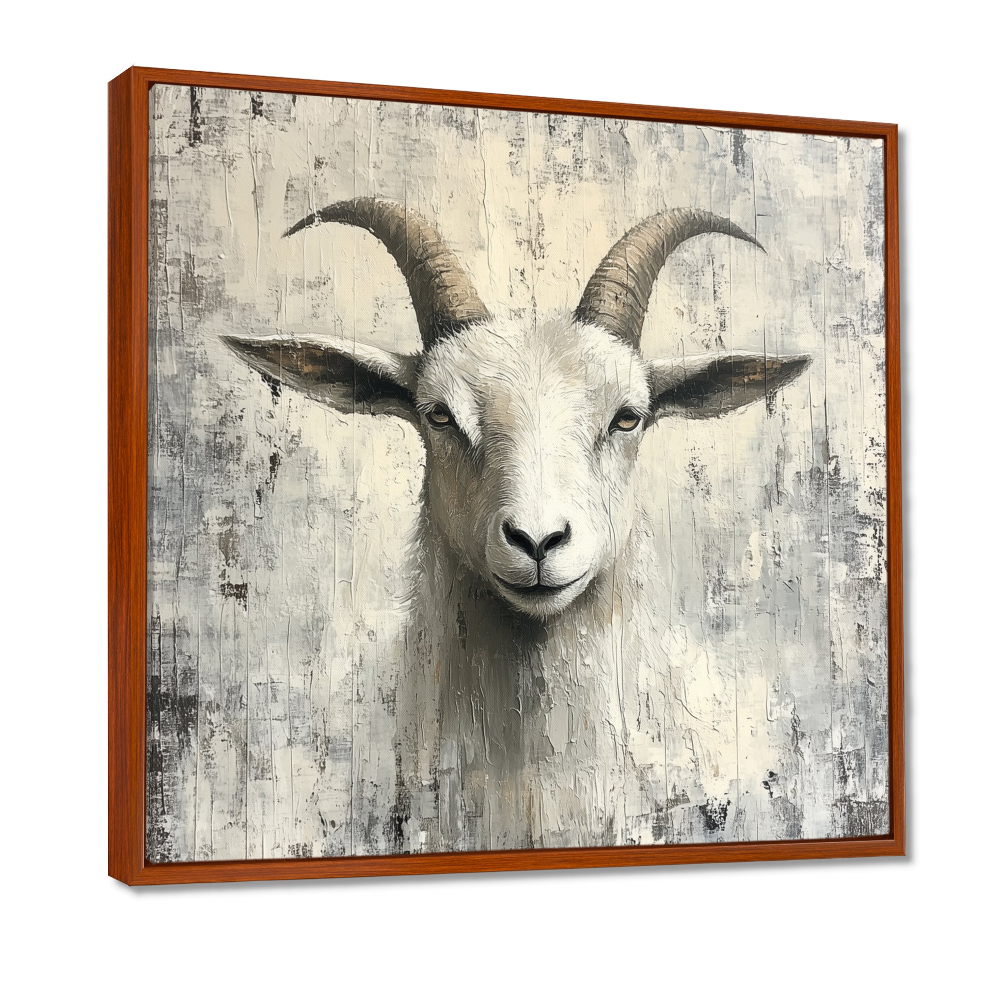 Grey And Minimalism Coastal Goats - Goat Canvas Wall Art