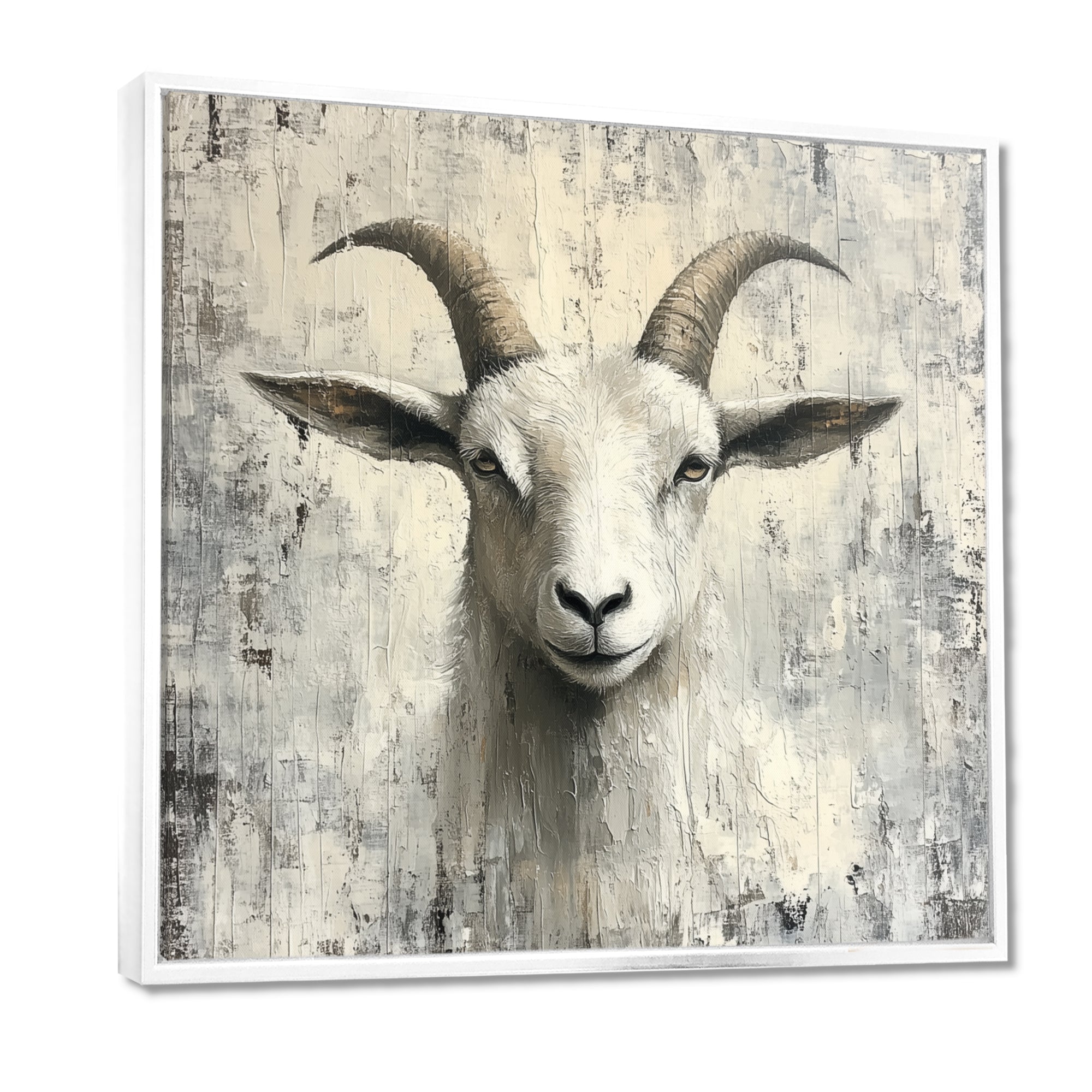 Grey And Minimalism Coastal Goats - Goat Canvas Wall Art