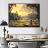 Green Golf Course With Cozy Lodge I - Golf Canvas Wall Art