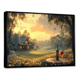 Green Golf Course With Cozy Lodge I - Golf Canvas Wall Art