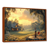 Green Golf Course With Cozy Lodge I - Golf Canvas Wall Art
