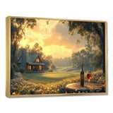 Green Golf Course With Cozy Lodge I - Golf Canvas Wall Art