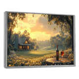 Green Golf Course With Cozy Lodge I - Golf Canvas Wall Art