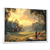 Green Golf Course With Cozy Lodge I - Golf Canvas Wall Art