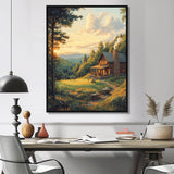 Green And Brown Golf Course With Cozy Lodge I - Golf Canvas Wall Art