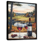 Green And Red Golf Course With Cozy Lodge - Golf Canvas Wall Art