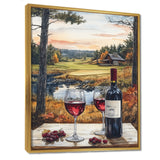 Green And Red Golf Course With Cozy Lodge - Golf Canvas Wall Art