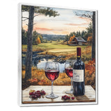 Green And Red Golf Course With Cozy Lodge - Golf Canvas Wall Art