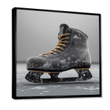 Hockey Skates In Grey And Yellow Tones - Sport Hockey Canvas Wall Art