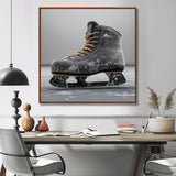 Hockey Skates In Grey And Yellow Tones - Sport Hockey Canvas Wall Art