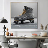 Hockey Skates In Grey And Yellow Tones - Sport Hockey Canvas Wall Art