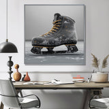 Hockey Skates In Grey And Yellow Tones - Sport Hockey Canvas Wall Art