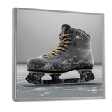 Hockey Skates In Grey And Yellow Tones - Sport Hockey Canvas Wall Art
