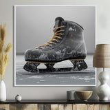 Hockey Skates In Grey And Yellow Tones - Sport Hockey Canvas Wall Art
