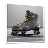 Hockey Skates In Grey And Yellow Tones - Sport Hockey Canvas Wall Art